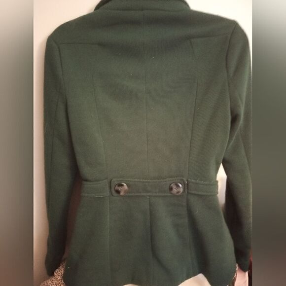 Jou jou hunter green double breasted mid length coat - Picture 2 of 7